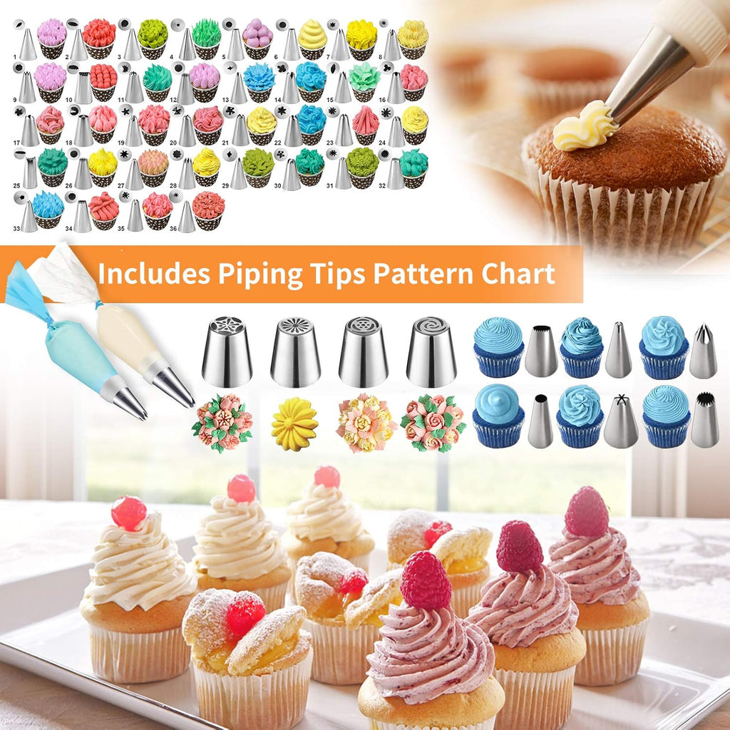 Cake Decorating Tools Supplies Kit: 236pcs Baking Accessories with Storage Case - Piping Bags and Icing Tips Set