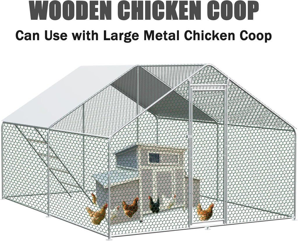Large Wooden Chicken Coop, Outdoor Large Chicken Coop with 6 Nesting Boxes