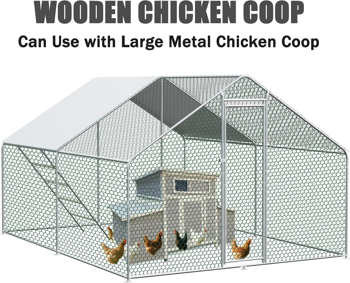 Large Wooden Chicken Coop, Outdoor Large Chicken Coop with 6 Nesting Boxes