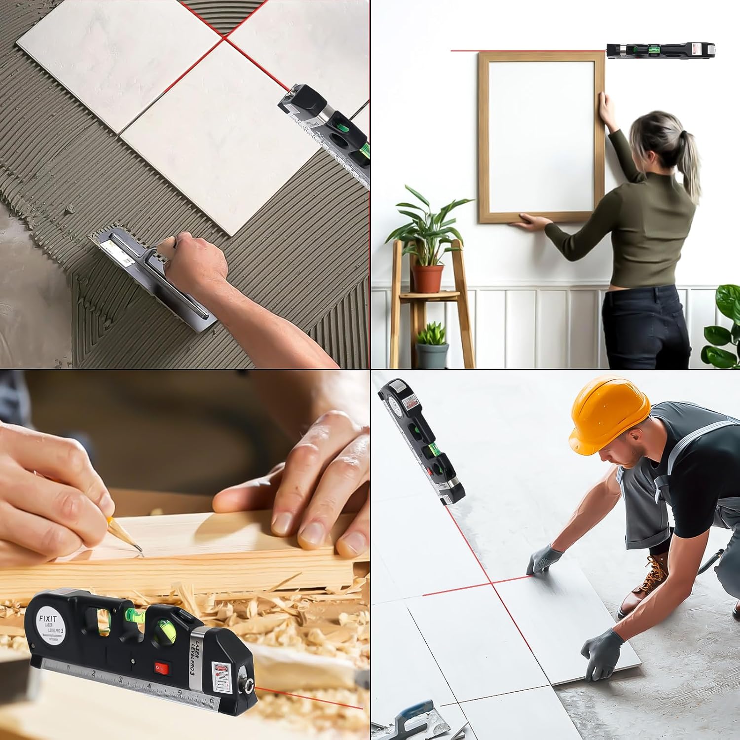 Laser Level Line Tool, Standard Cross Line Laser Leveler Beam Tool with Metric Rulers 8ft/2.5M, Multipurpose Laser