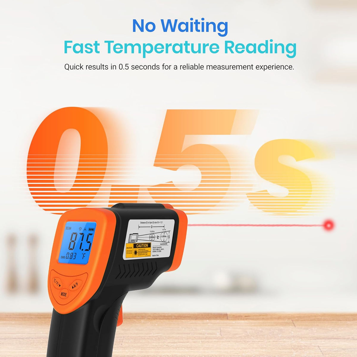 Infrared Thermometer Laser Temperature Gun 774, Orange