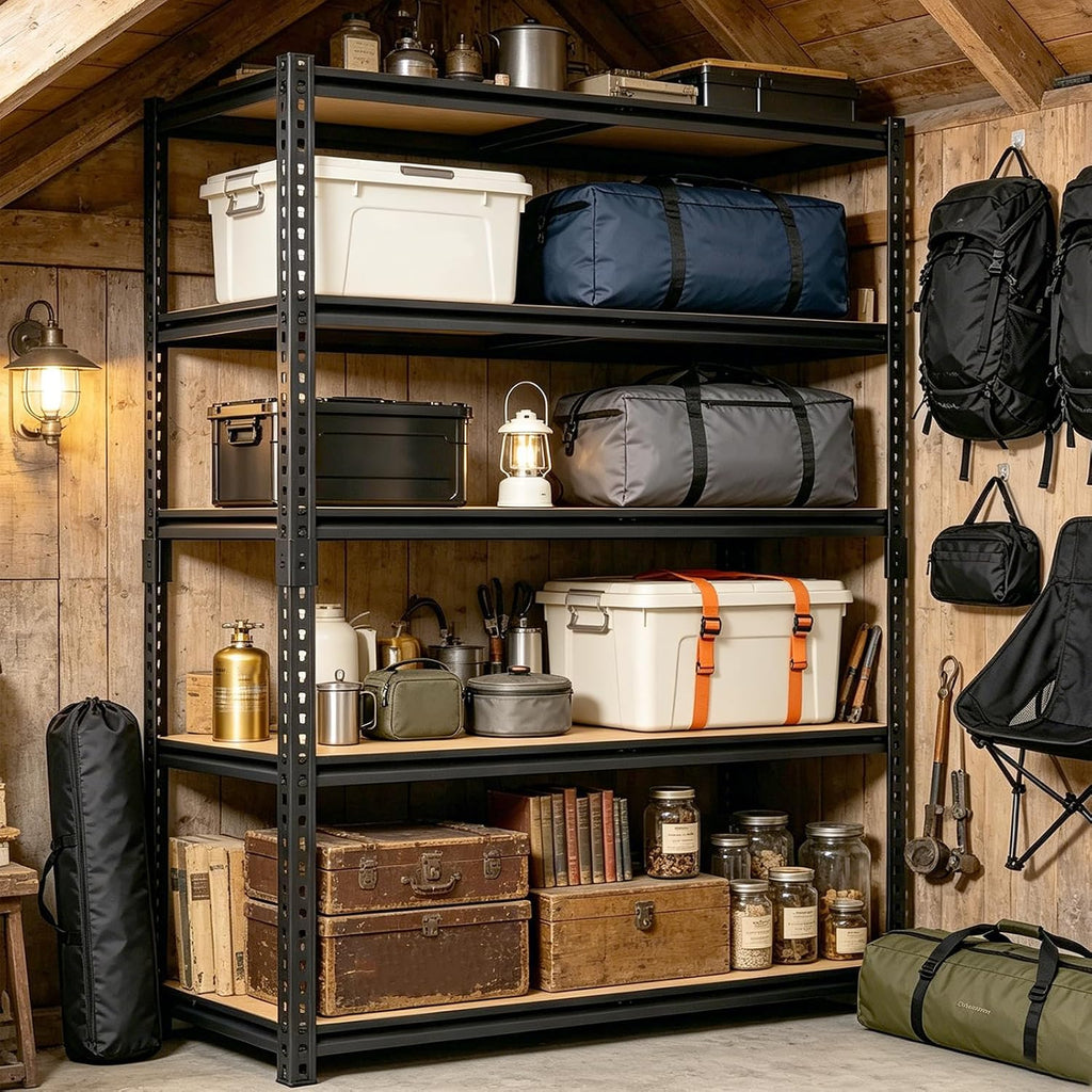 72" H Heavy Duty Garage Shelving, 2400LBS Capacity 5-Tier Storage Shelves,Adjustable Industrial Metal Garage Shelves