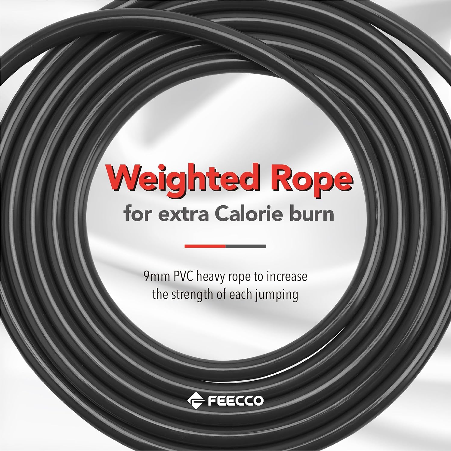 FEECCO Weighted Jump Rope for Men, PVC Rope with Metal Handles and Ball Bearings