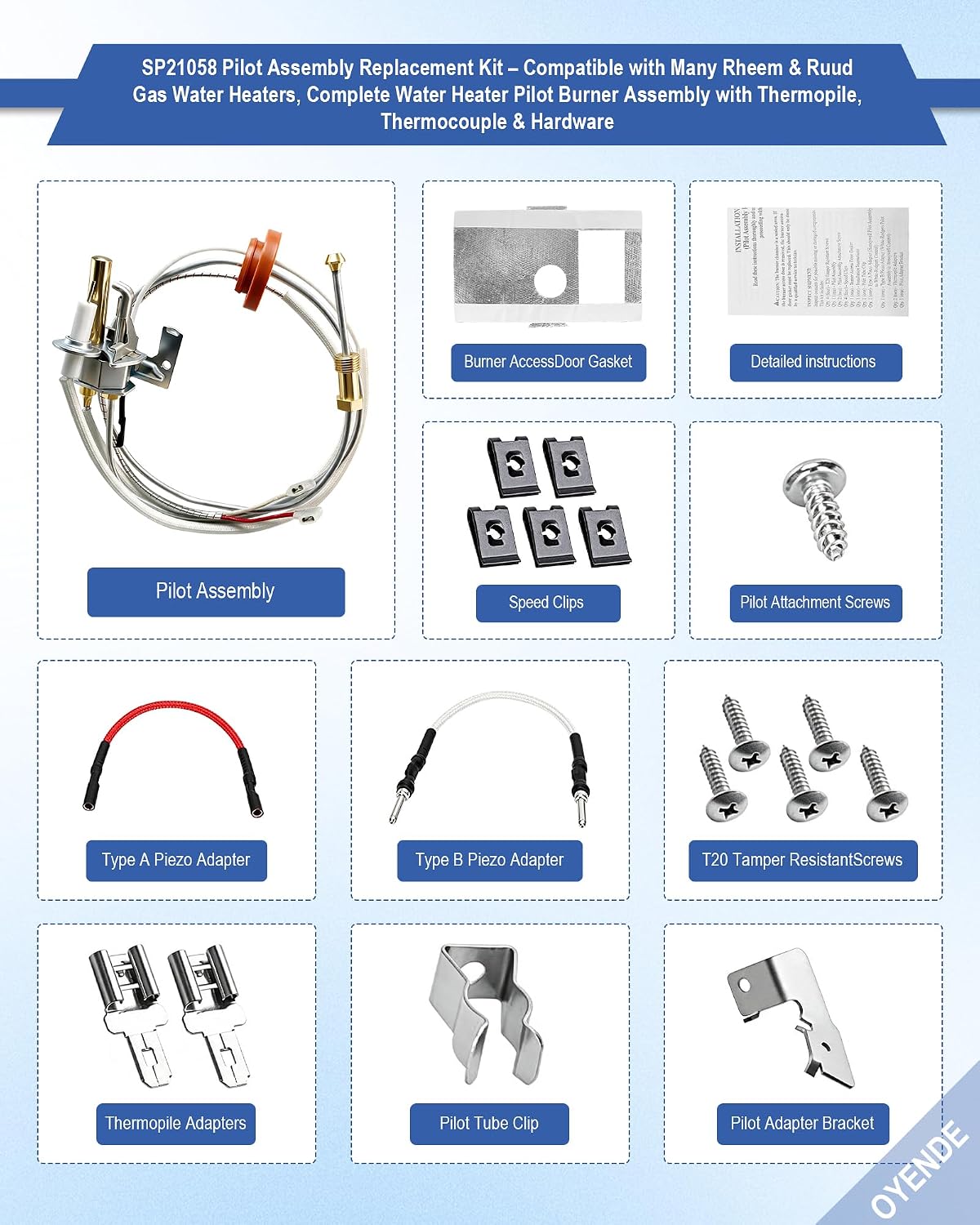 SP21058 for Rheem Pilot Assembly Kit for Rheem Water Heater Parts