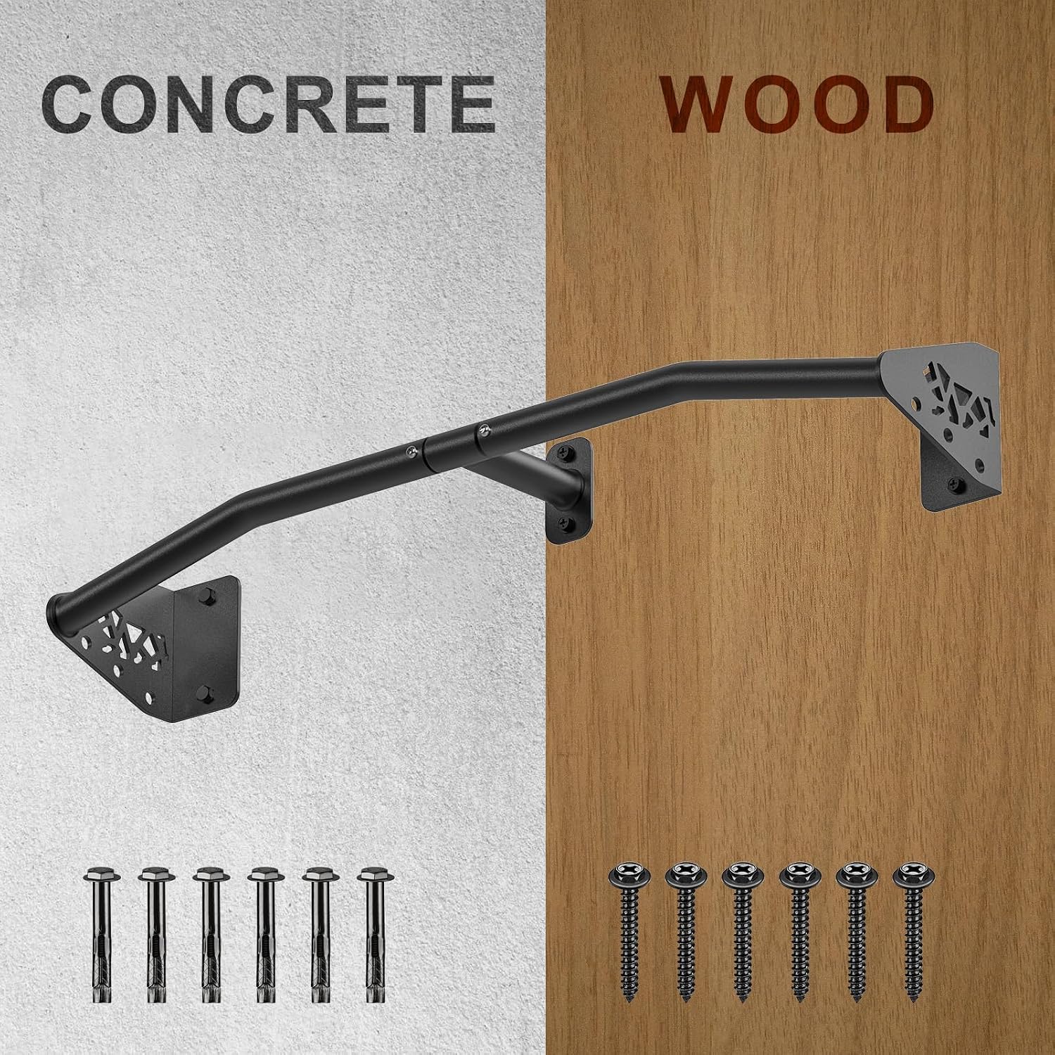 32"/36" Wall Mount Pull Up Bar Joist Mount Chin Up Bar for Doorway | Heavy Duty Steel Construction Support 450 lb