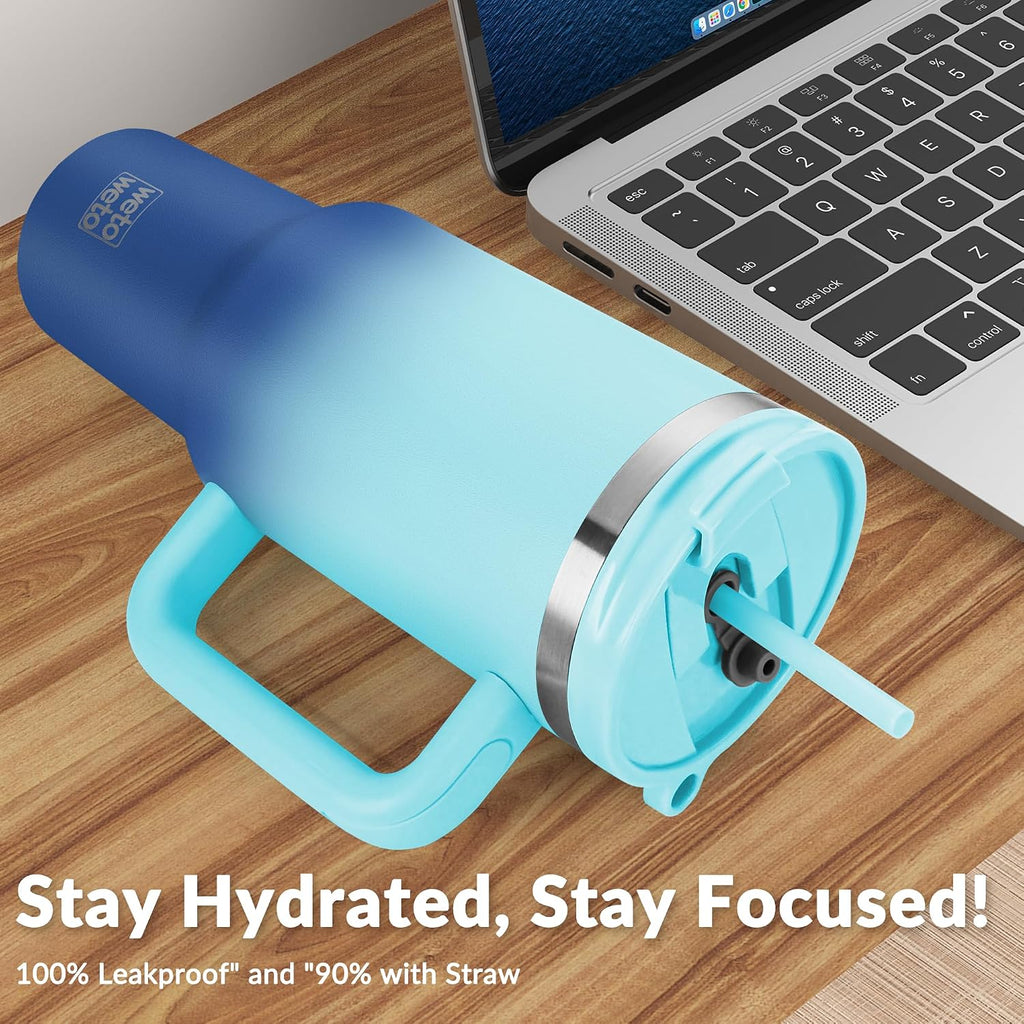 40oz Tumbler with Handle | Insulated Stainless Steel Travel Mug | 34Hrs Cold & 10Hrs Hot Retention | 100% Leakproof