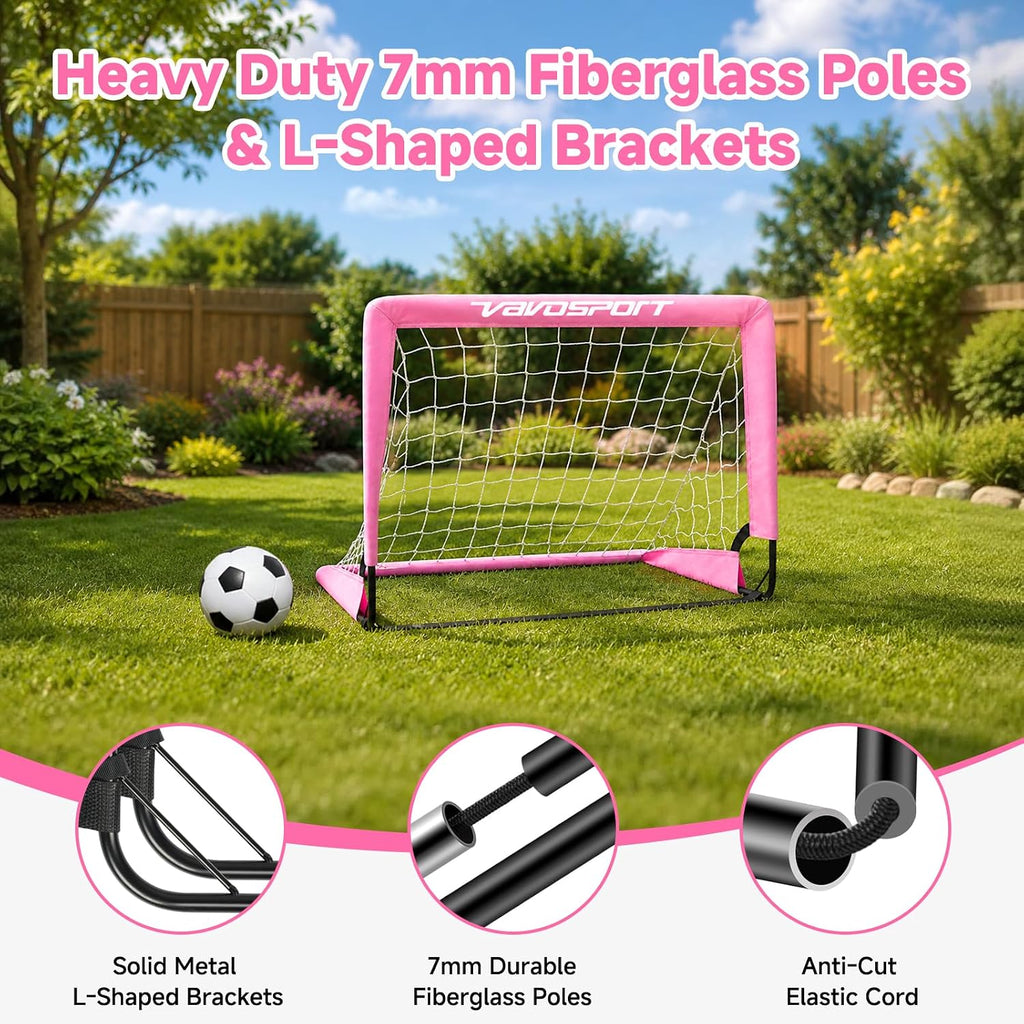 Mini Toddler Soccer Goal Set, 2 Pack 2x1.5 ft Soccer Goals for Backyard | Portable Pop Up Soccer Goals, Kids Soccer