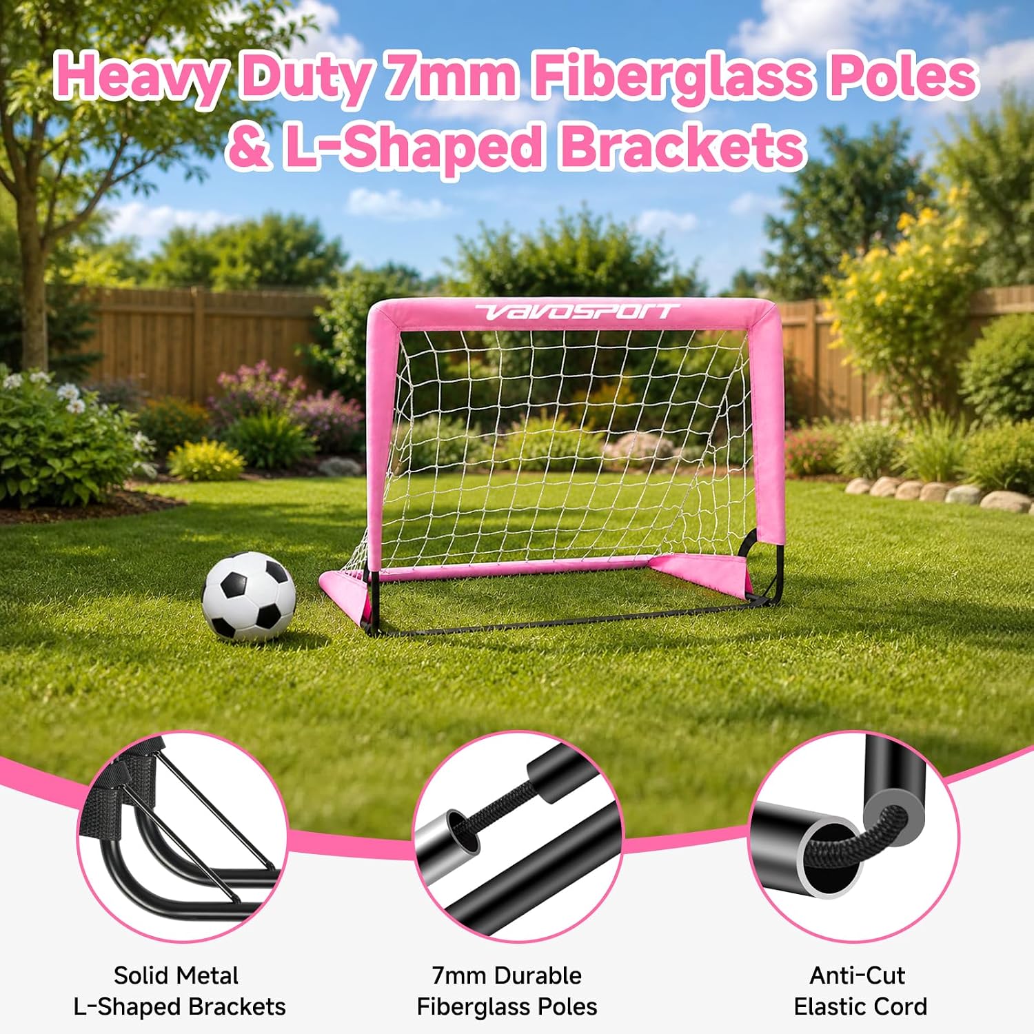 Mini Toddler Soccer Goal Set, 2 Pack 2x1.5 ft Soccer Goals for Backyard | Portable Pop Up Soccer Goals, Kids Soccer