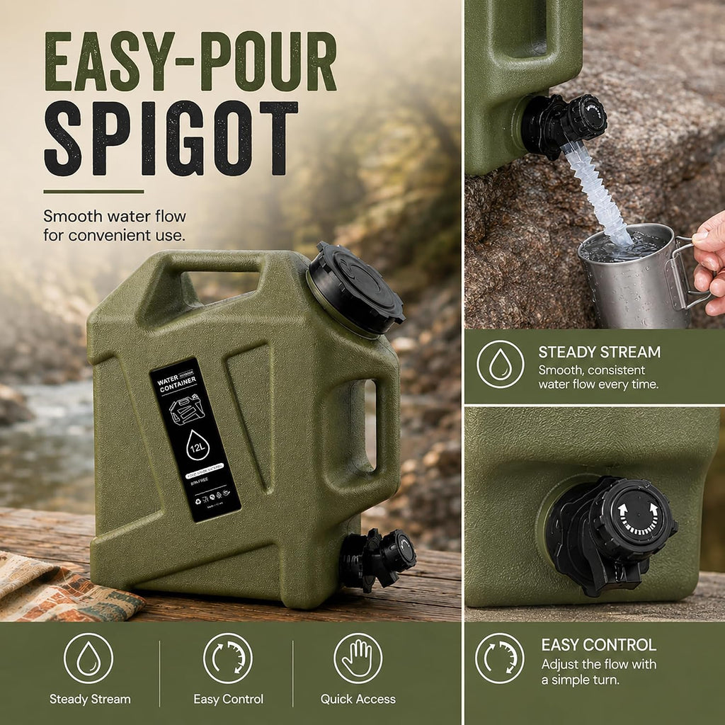 3.2/5 Gallon Water Jug with Spigot, Camping Water Jug, Water Storage Containers, BPA Free Water Container