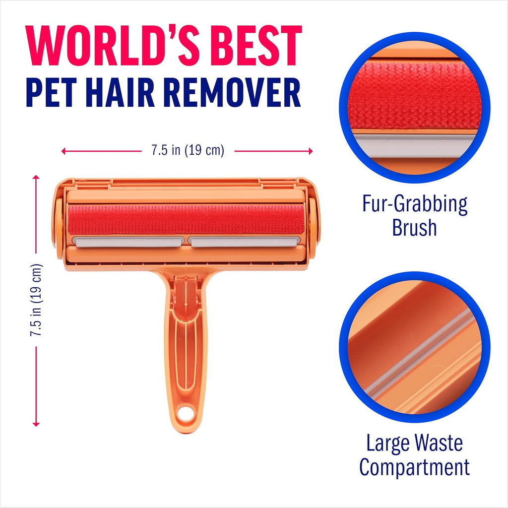 Pet Hair Remover – Original Size Reusable Lint Roller for Cat & Dog Hair on Furniture, Couch, Carpet, Car, Rugs &