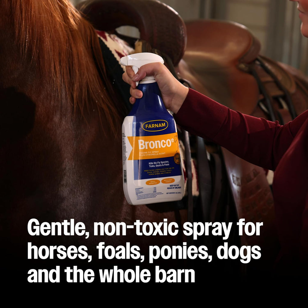 Broncoe Fly Spray Plus Citronella for Horses, Dogs & Premises, 32 oz