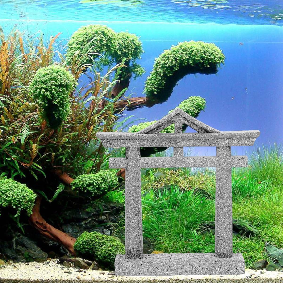 Japanese Fish Tank Decorations Asian Aquarium Decor Torii Gate Ornament Japanese Shrine Oriental Pagoda Aquarium