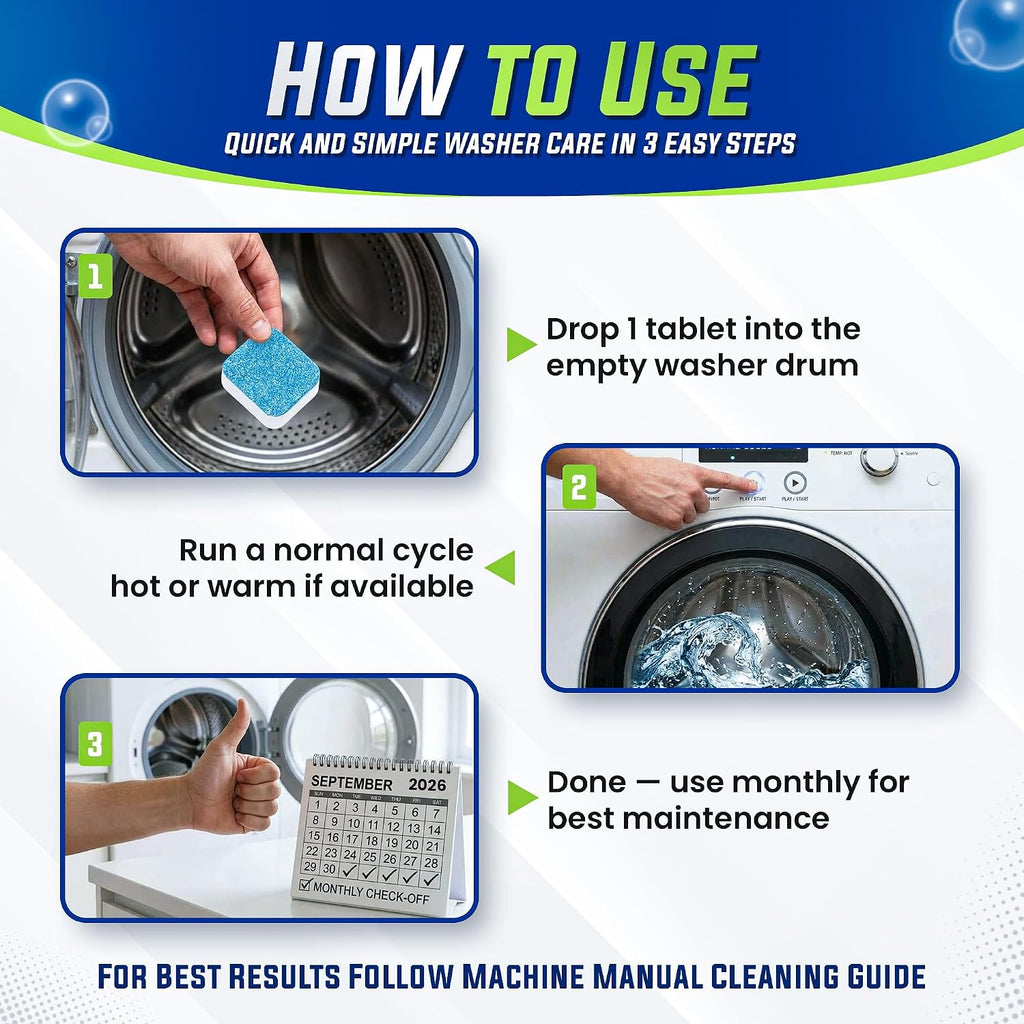 True Fresh Washing Machine Cleaner Tablets 25 Pack for Front Load Top Load