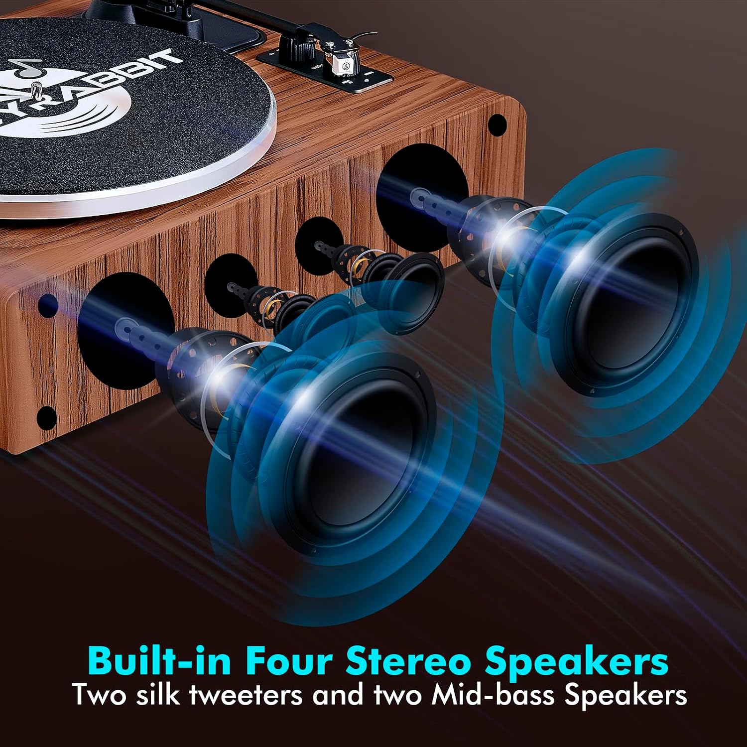 Bluetooth Record Player with Speakers,Vinyl Player for 7/10/ Records | Turntable With AT-3600L Magnetic Cartridge &