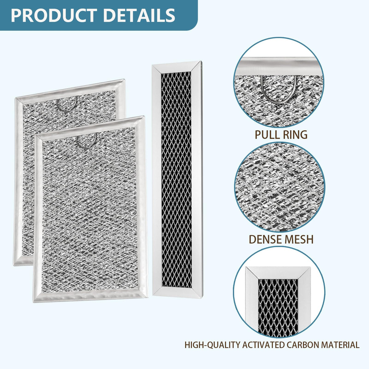 PVM9005SJ1SS Microwave Charcoal & Grease Filter Replacement for GE 3 Pack