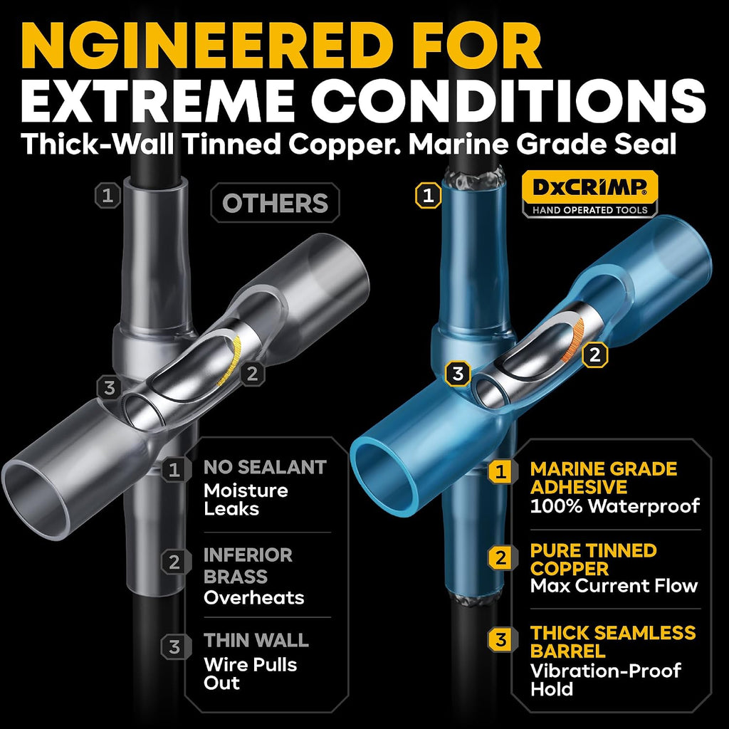 Crimping Tool Kit with Heat Shrink Connectors & Solder Seal Wire Connectors - 20 Types Marine Grade Electrical