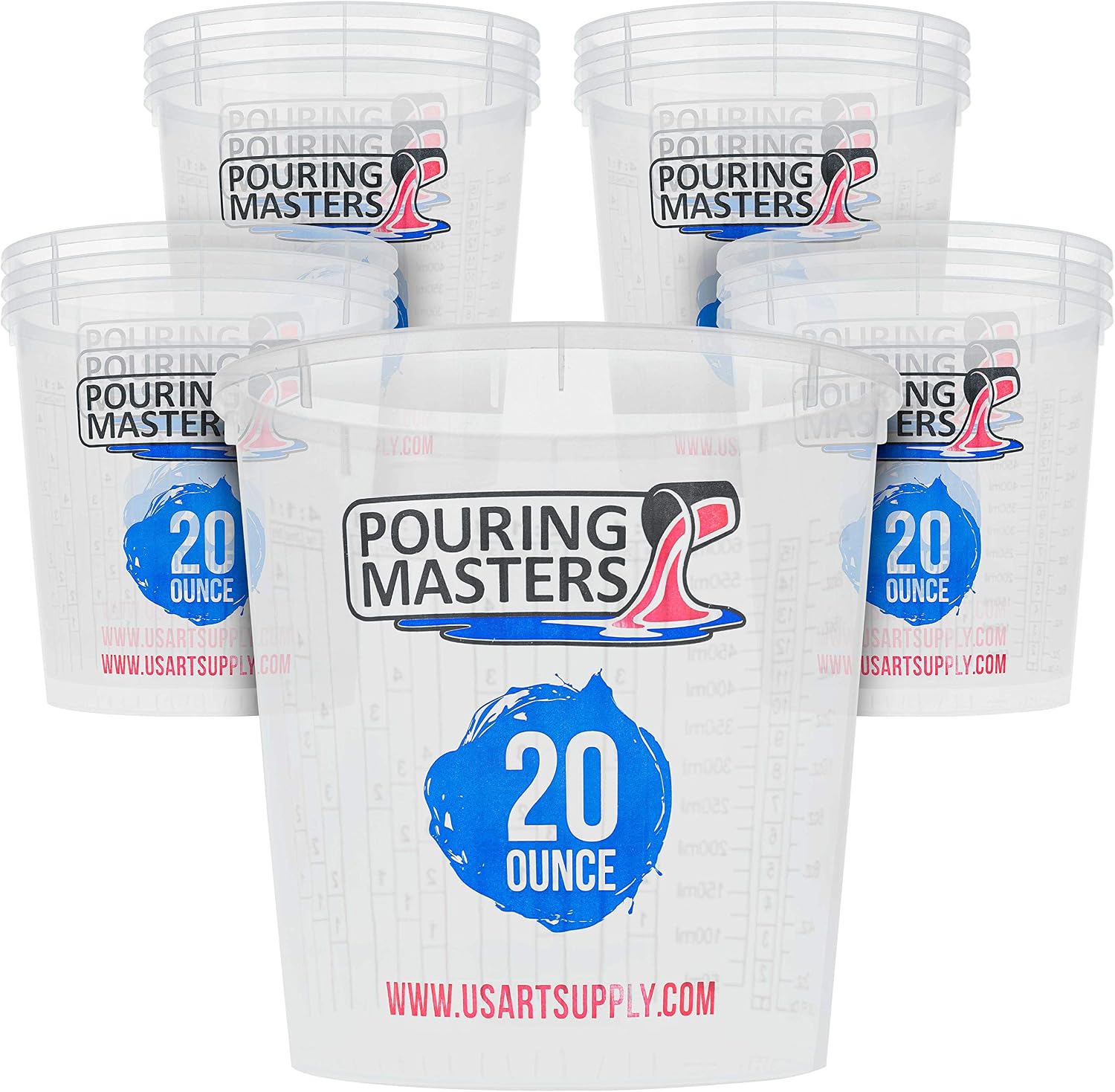 20 Ounce (600ml) Graduated Plastic Mixing Cups (Box of 12) | Paint Mixing Cups for Epoxy Resin, Art, Kitchen, Baking