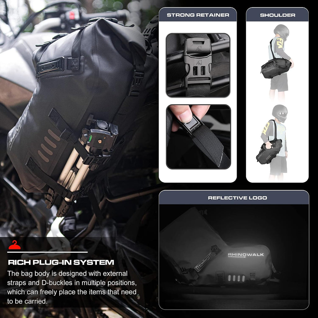 Motorcycle Saddlebags 28L(14L*2) Waterproof Motorbike Side Bags, Travel Luggage Panniers with Shoulder Strap for