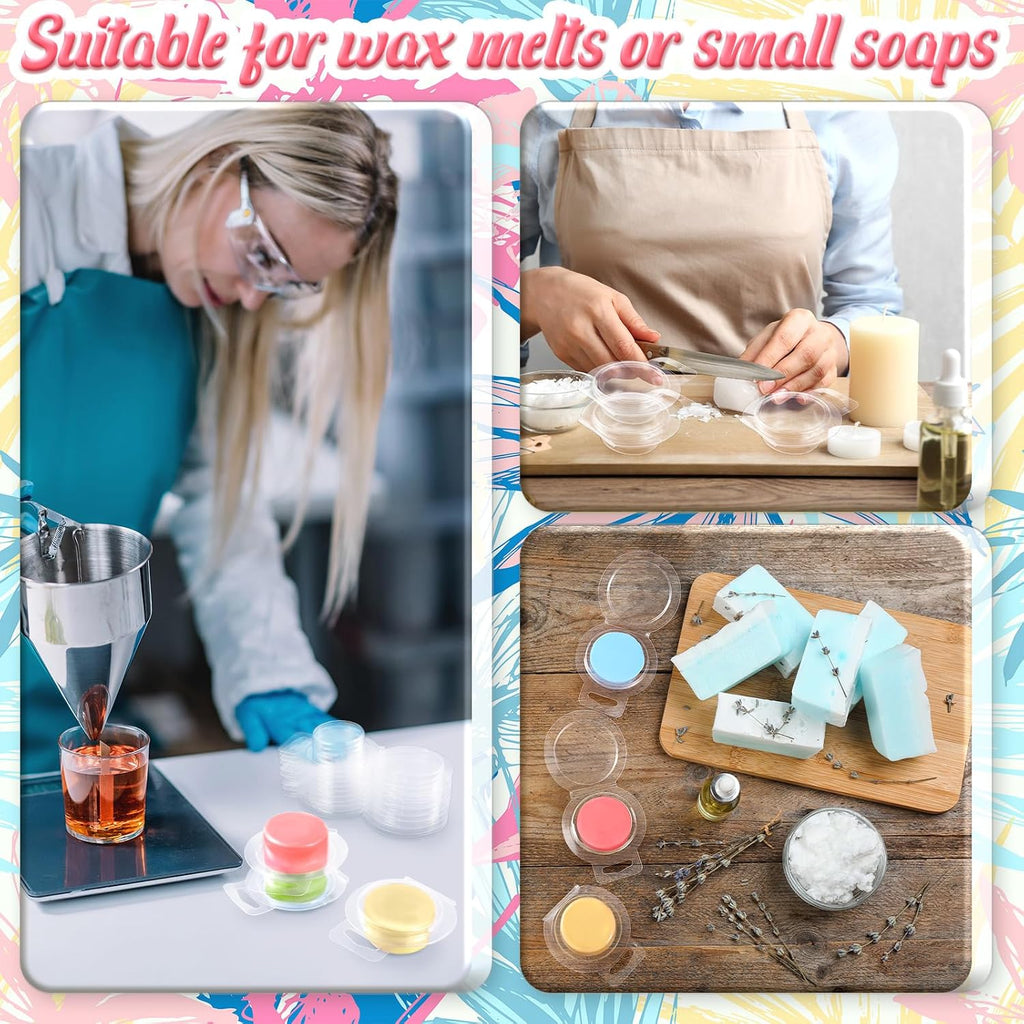 100 Pcs Wax Melt Molds Clear Empty Plastic Wax Melt Clamshells Container PET Single Cube 1 oz Candle Molds for DIY