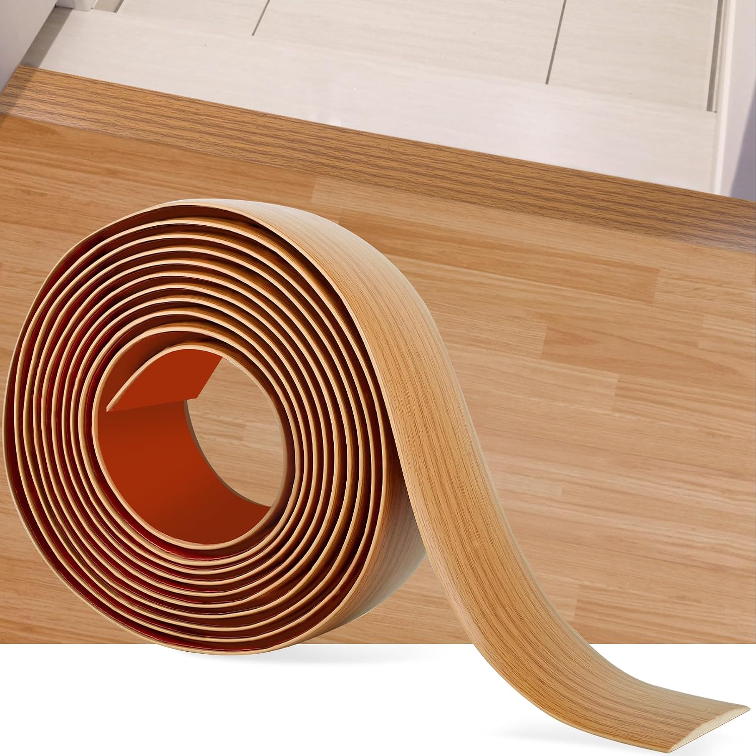 5Ft Floor Transition Strip Self Adhesive Vinyl Cover Floor Strip Flat Divider Transition Strip Wood Grain Design for
