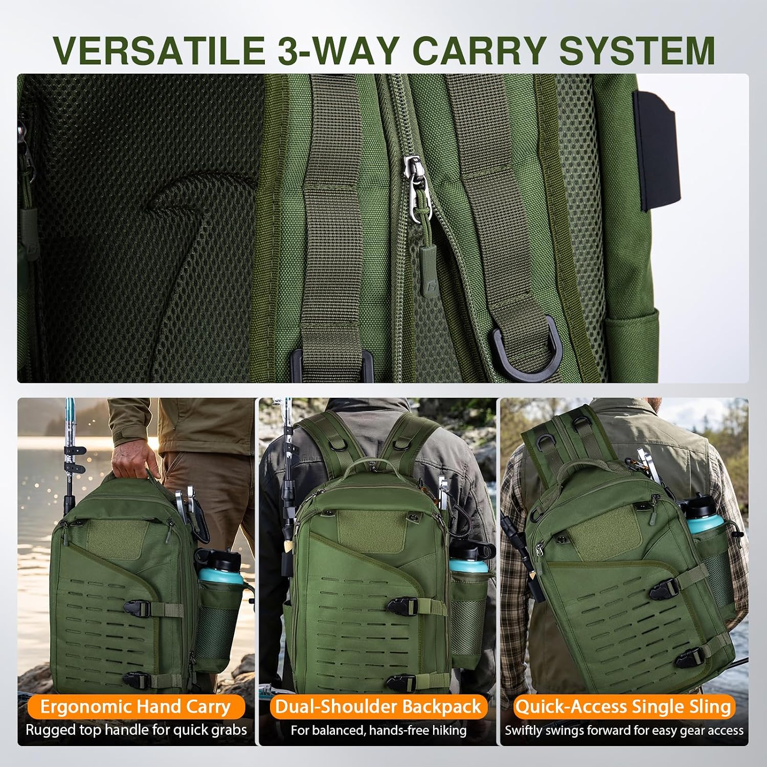 Fishing Kits for Adult,Fishing Pole and Reel Combo, OpenSide Fishing Sling Tackle Storage Bag with 3 Tackle
