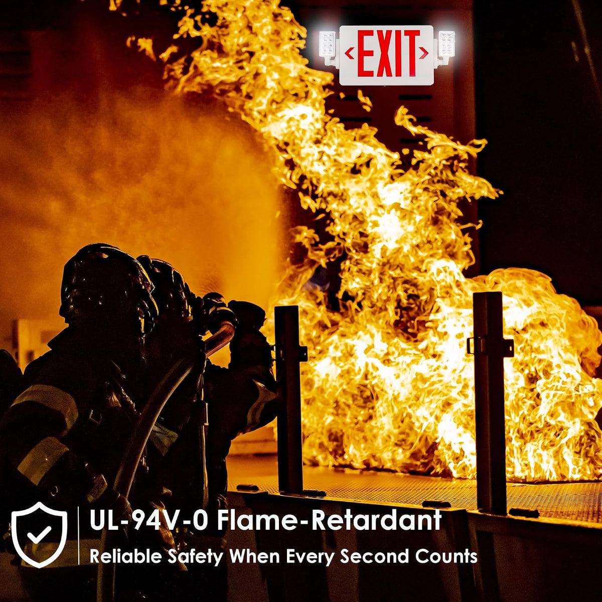 Exit Sign with Emergency Light, Battery Backup, 2 Pack