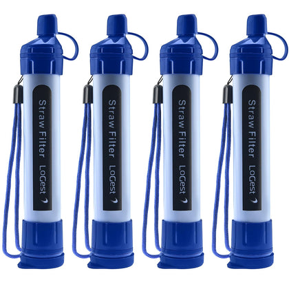 4 Pack Water Filter Straw - Portable, Compact, Multipurpose Water Purification Device for Emergency Kits, Outdoor