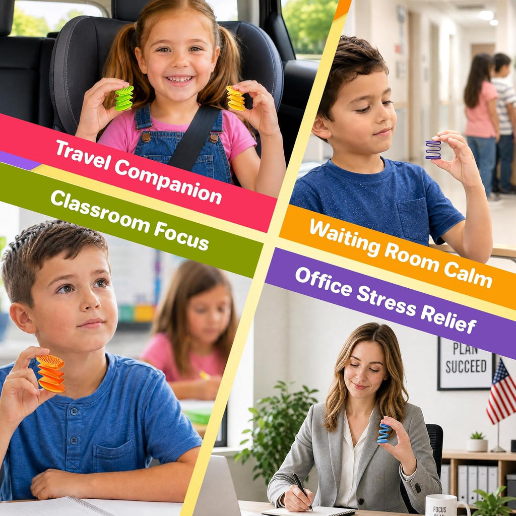 Fidget Sensory Toys for Kids: 12 Pack Press-and-Release Finger Fidgets - Quiet Fidget Toys for Classroom Focus & Calm