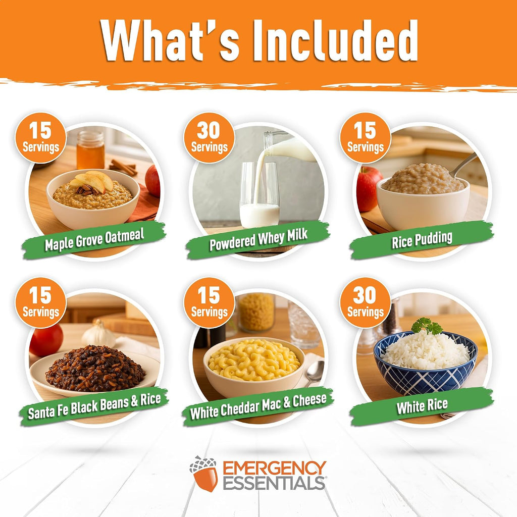 1-Month Emergency Food Supply Bucket, 257 Servings, 56,650 Calories | Long-Term Survival Food Kit for Disaster