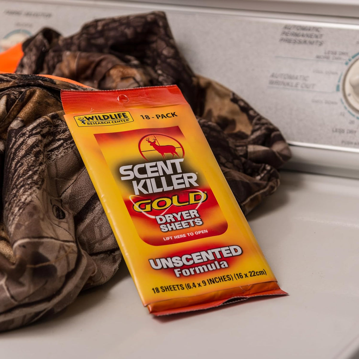 Research Center Scent Killer Gold Dryer Sheets Unscented 18 Sheets
