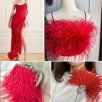 1.5Ply 4-5inch Orange Ostrich Feather Trim for Sewing,2Yards