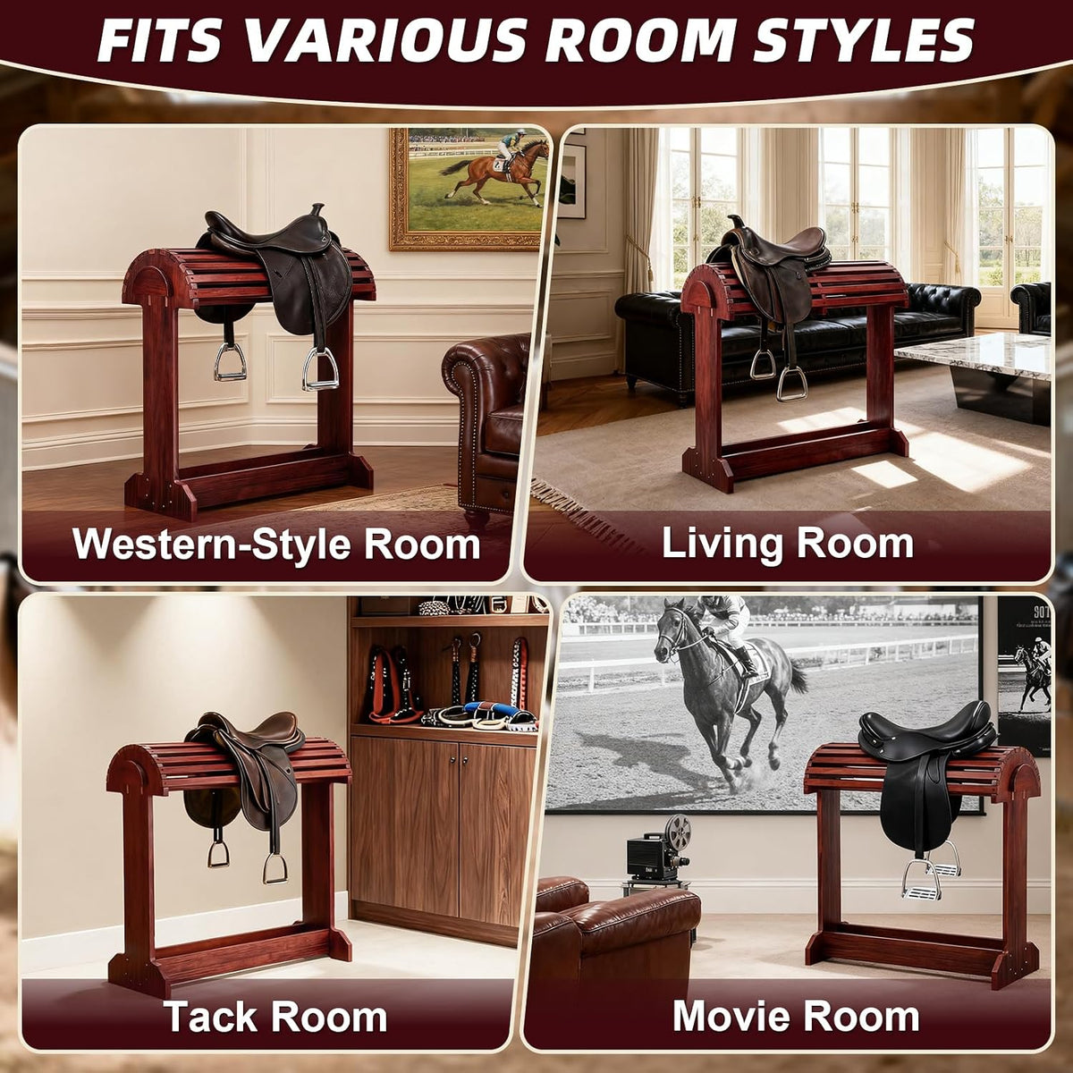 Extra-Large Wood Saddle Rack-Enhanced Height & Length with Reinforced Stability,Non-Abrasive Design,Heavy-Duty Saddle