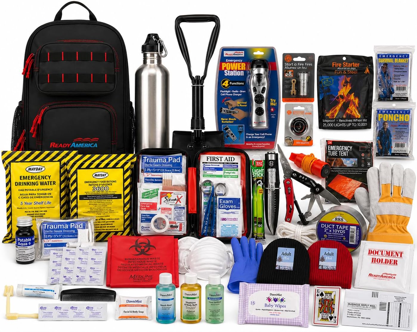 72 Hour Elite Emergency Kit, 2-Person, 3-Day Backpack, Includes First Aid Kit, Survival Blanket, Emergency Food
