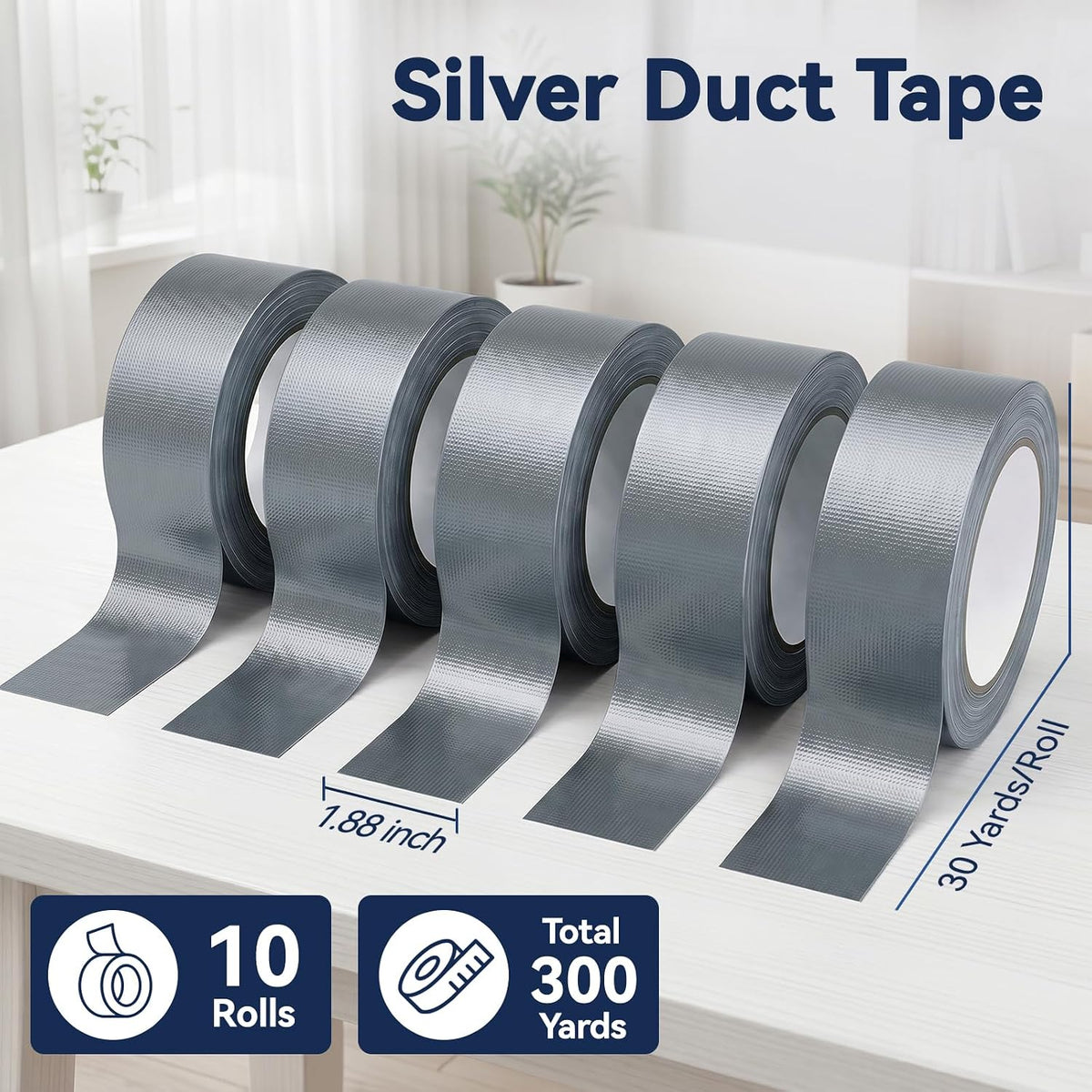 Duct Tape Heavy Duty, 10 Pack, 2 in x 30 Yard, 300YD Total