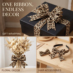 3 Rolls Leopard Pattern Satin Ribbon Total 24 Yards