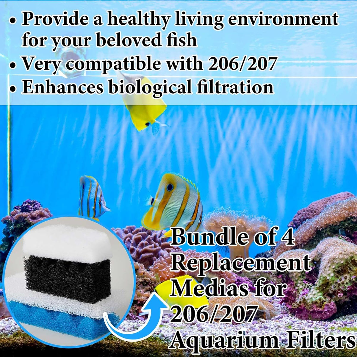 32 Pcs Aquarium Media Kit Compatible with Fluval 206/207 Canister Filter, Including Foam Pad, Water Polishing Pad