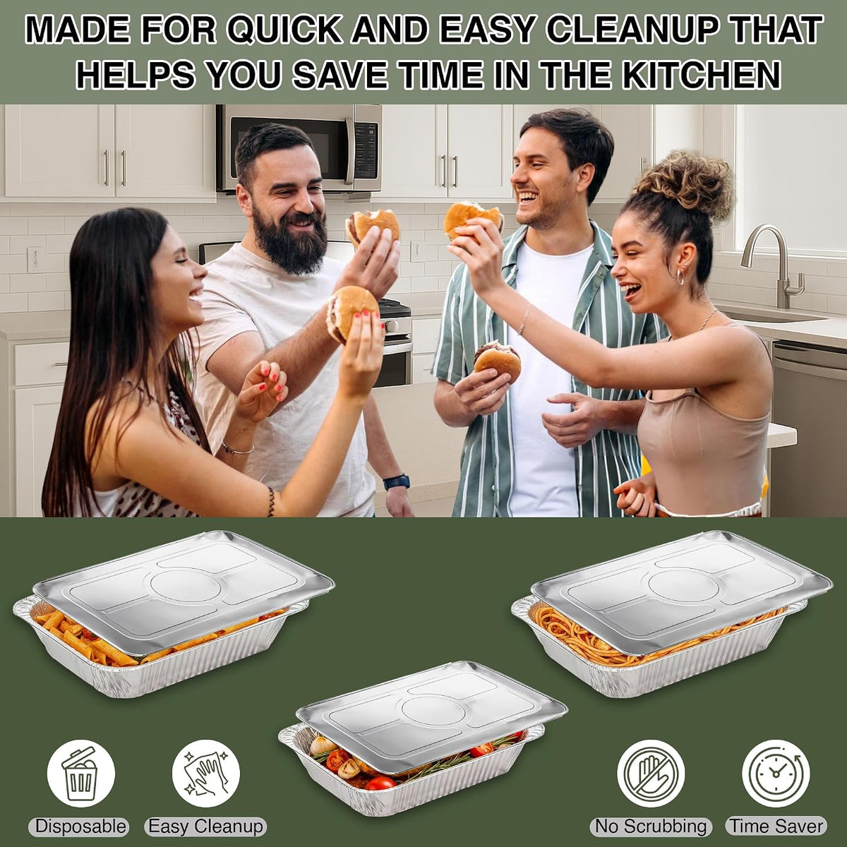 15 Pack Aluminum Pans Lids, Disposable Foil Lids, (Full-Size)