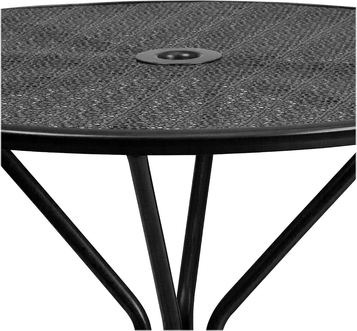 35.25" Round Patio Table with Umbrella Hole, Black