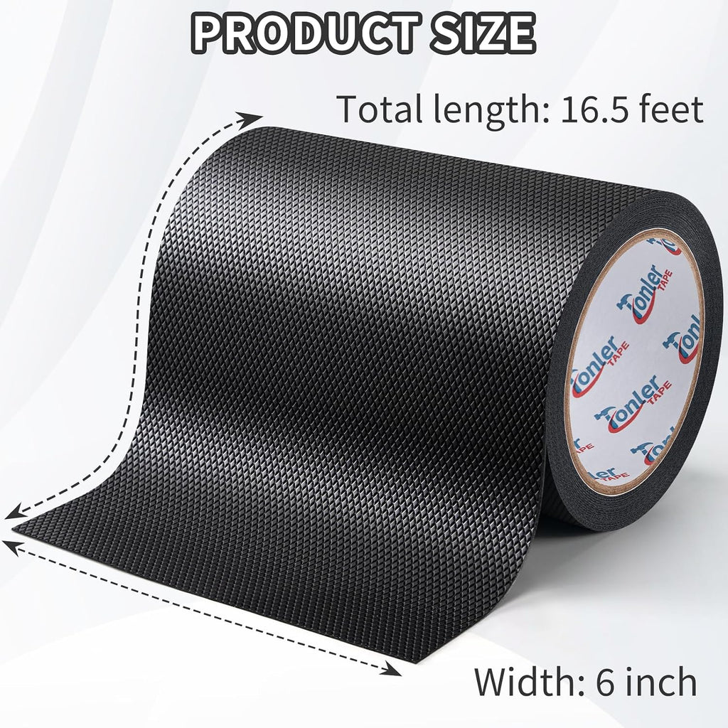 Ultra-Thin Black Anti-Slip Rubber Grip Tape 6" x 16.5FT Strong Adhesive