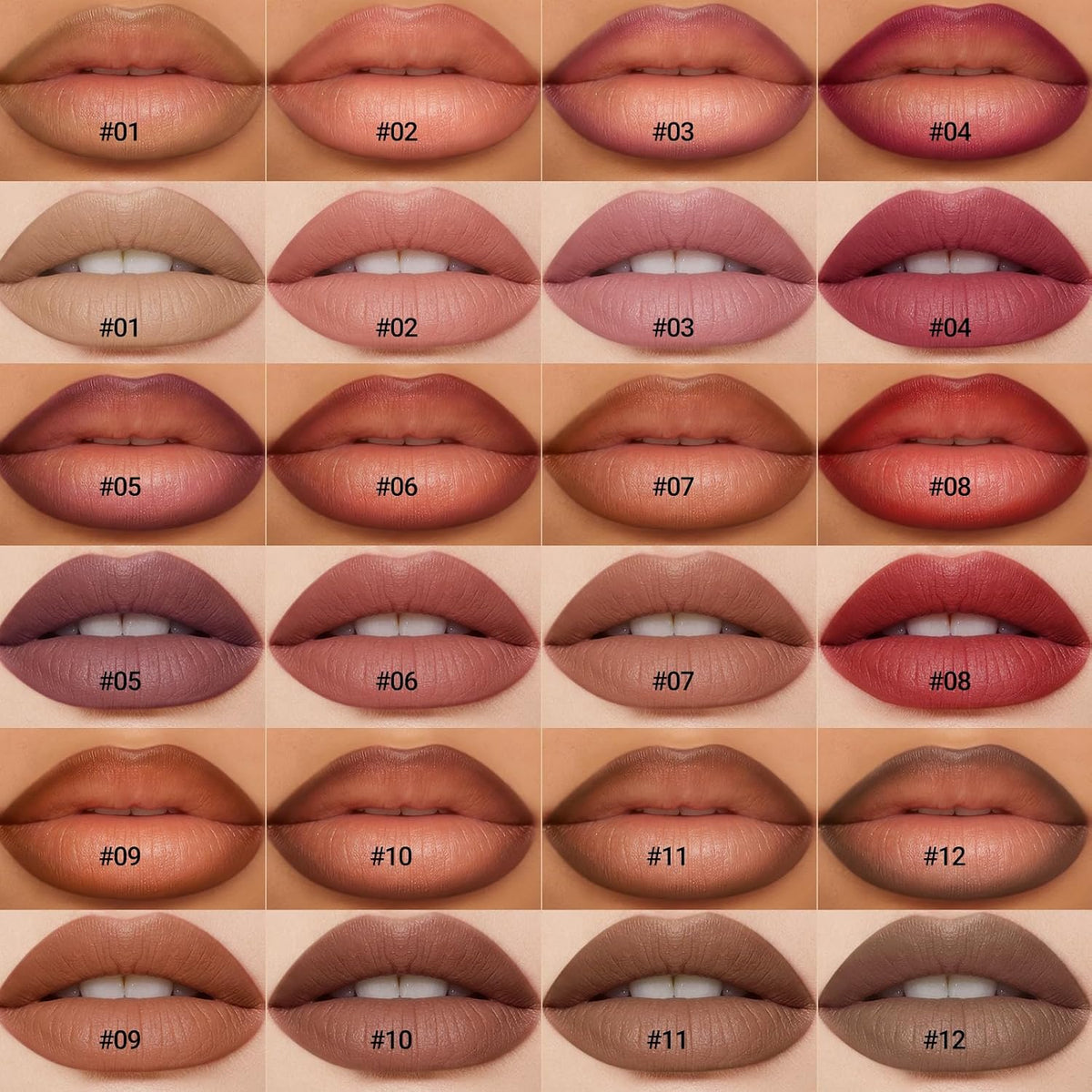 12-Color Matte Lip Liner Set with Sharpener for Women