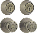 242 Tylo Entry Knob and Single Cylinder Deadbolt Project Pack in Antique Brass