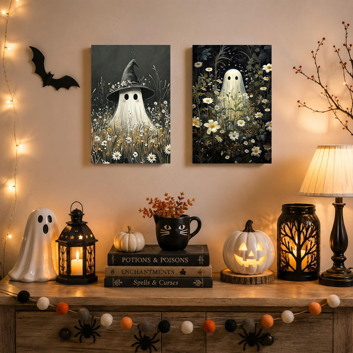 2 Pack Halloween Paint by Numbers Kit for Adults (Ghost, 8x12inch)