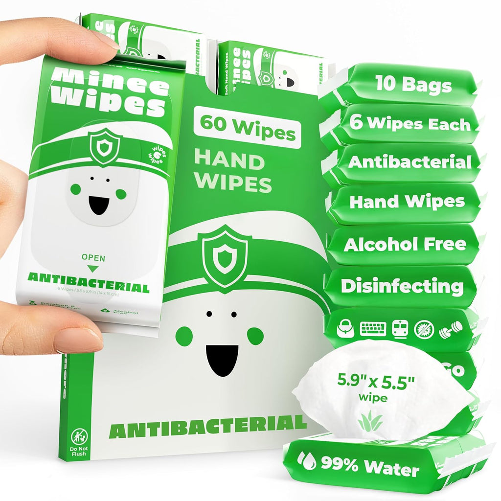 Impossibly Compact Travel Antibacterial Wipes Hand Sanitizer - 99% Water and Aloe - Safe for Sensitive Skin, Hand
