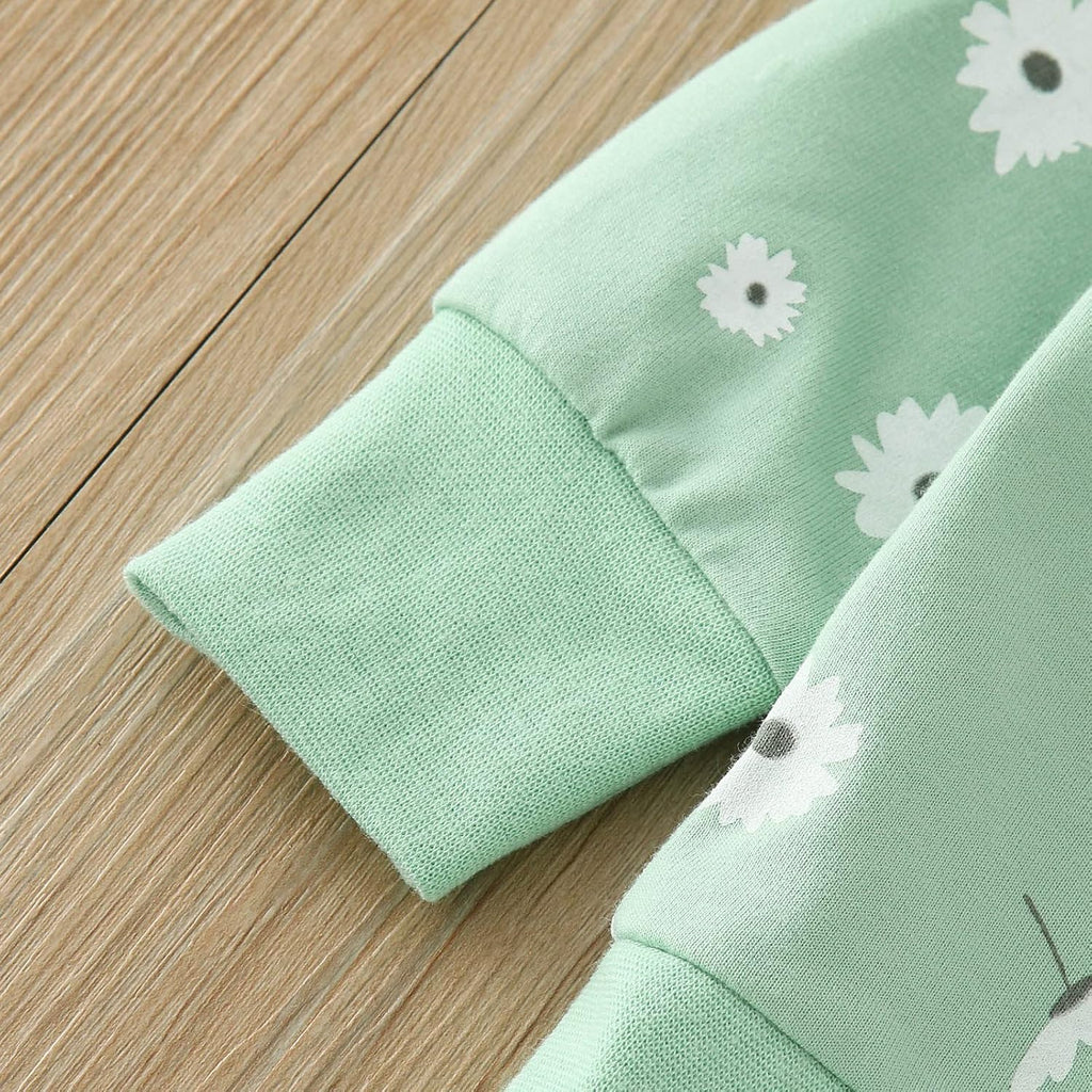 Baby Girls Boys Sweatshirt Set Crewneck Floral Hoodies Long Sleeve Pullover Sweater & Pants Toddler Girls Trendy