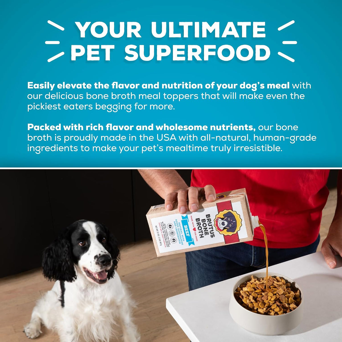Brutus Chicken Broth Liquid for Dogs - All Natural Chicken Bone Broth for Dogs with Chondroitin Glucosamine Turmeric