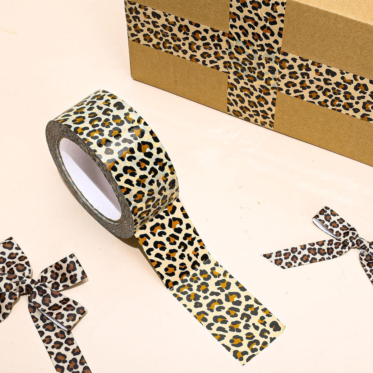 Leopard Print Packing Tape, Spotted, Brown Black, 1.9 in x 109 Yd