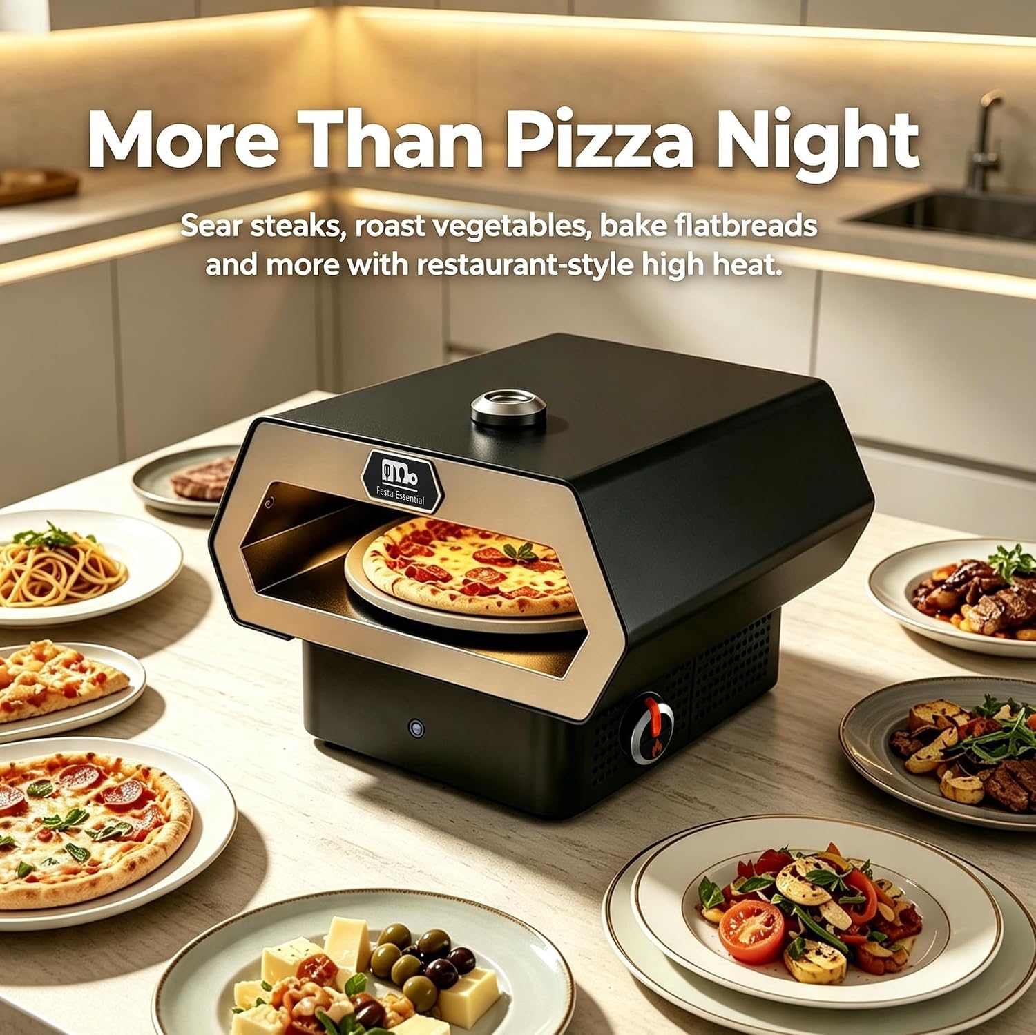 16" Propane Gas Portable Outdoor Pizza Oven w/Pulse Ignition, Auto Rotating Stone and Thermometer - Carry Bag, Peel