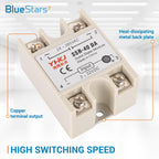SSR-40DA DC to AC Solid State Relay 40A, DC 3-32V Input, AC 24-380V Output, Single Phase Semiconductor Relay Module, Pack of 3 by BlueStars