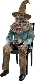 4 Ft 6 In Scary Sitting Scarecrow Animatronic, Multicolor