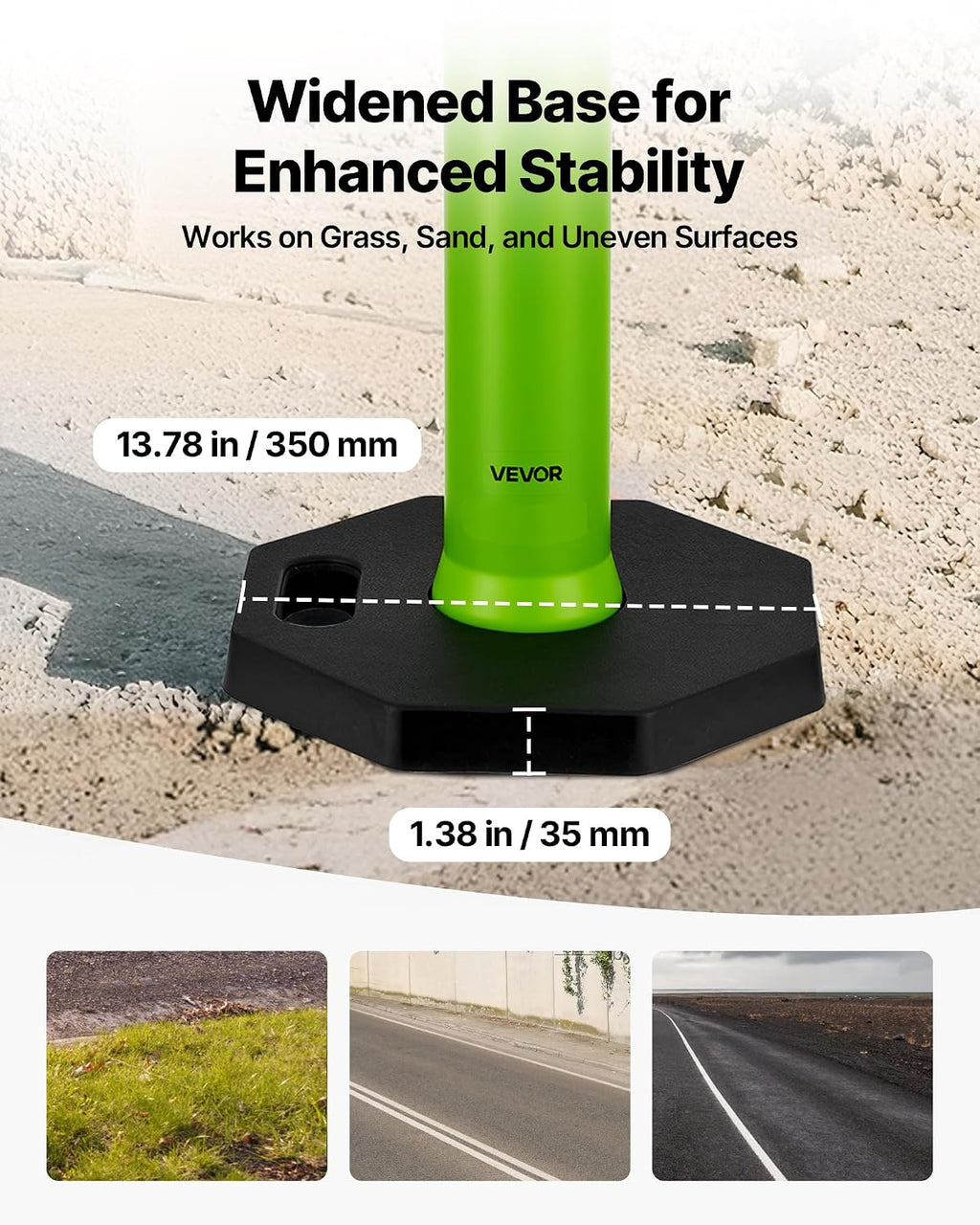3 Pack Traffic Delineator Posts, 45 inches Traffic Safety Cones with Weighted Base and Reflective Strips, Heavy Duty